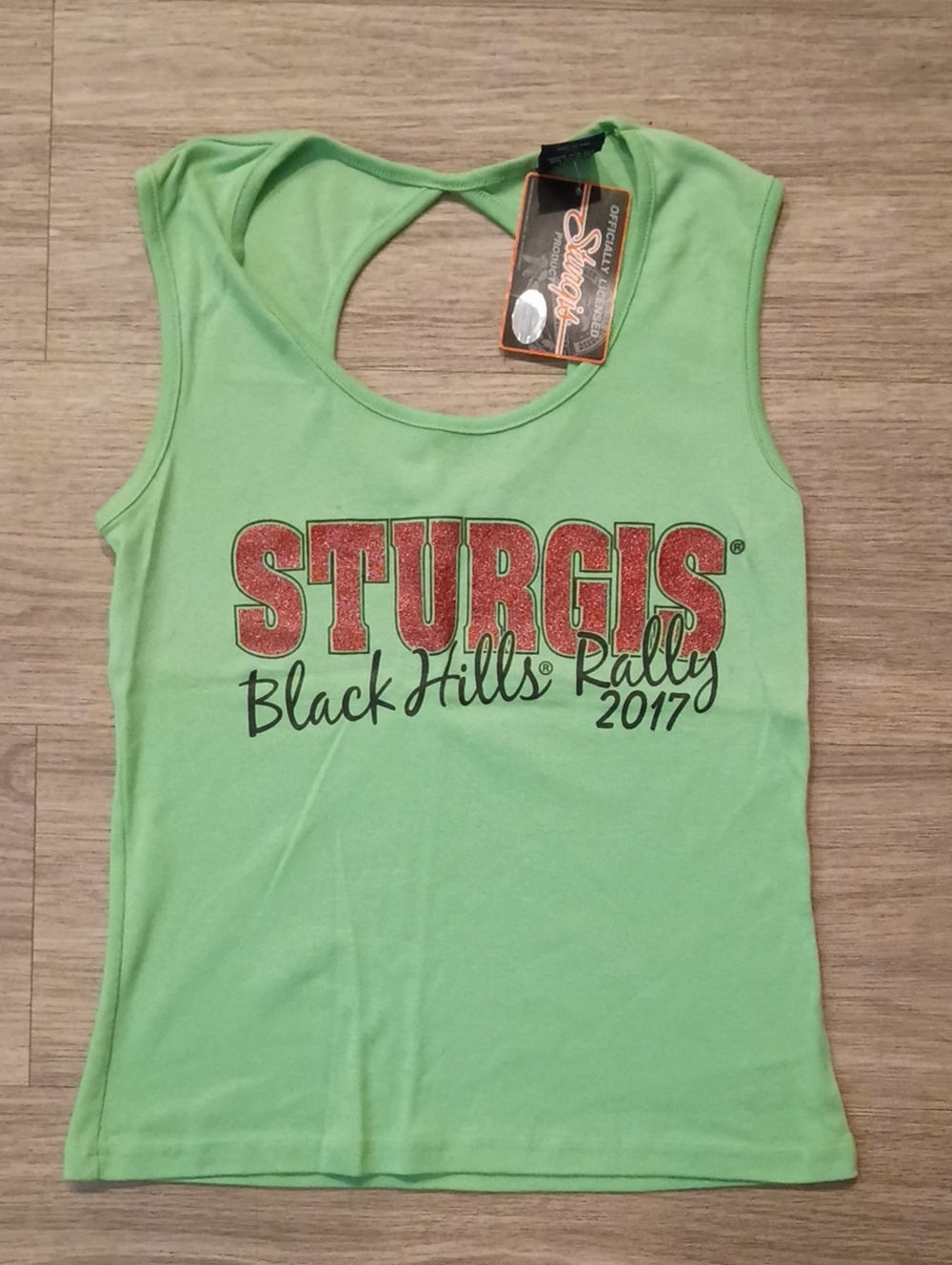 Classic Women's Tank Top in Light Green with Red STURGIS Graphic